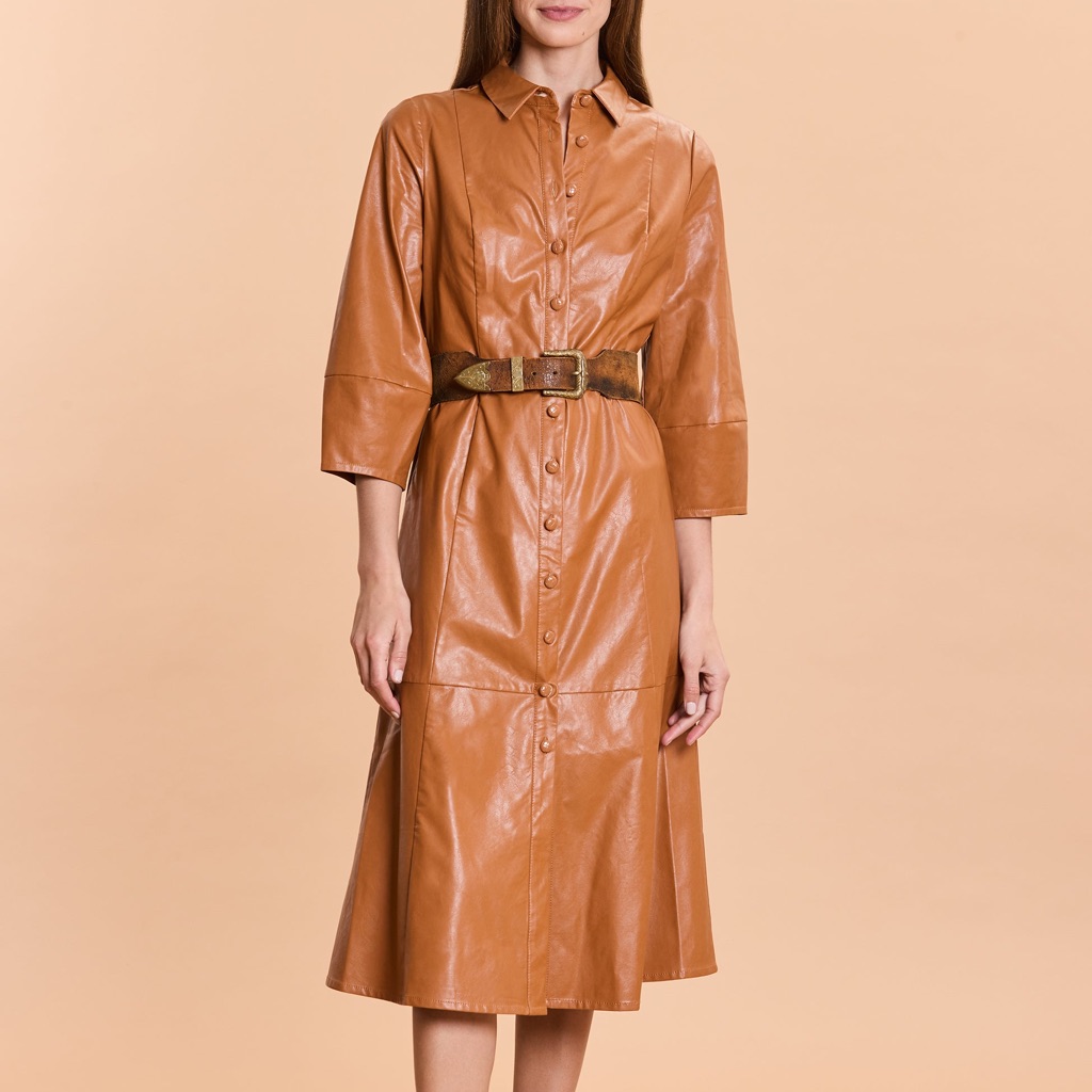 Tyler Be Vegan Leather Midi Dress